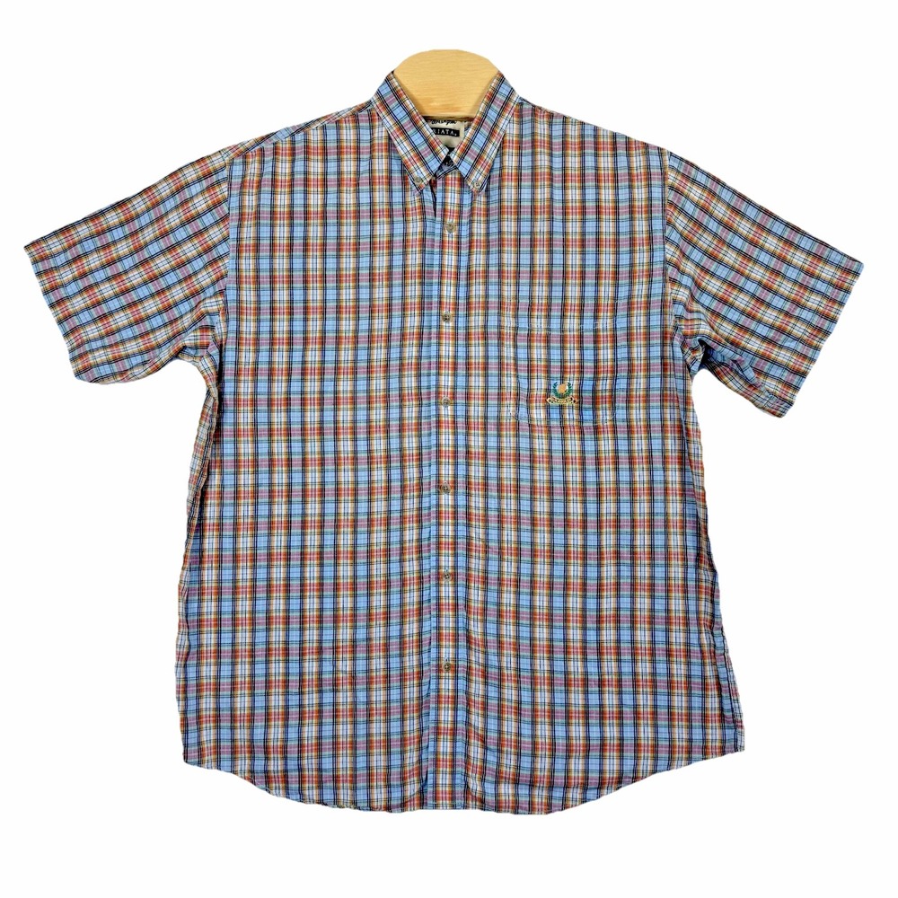 Wrangler Riata Shirt Mens XL Multicolor Plaid Short Sleeve Western Hipster Rock